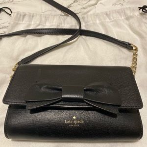 Kate Spade Black Saffiano Leather Bow Crossbody